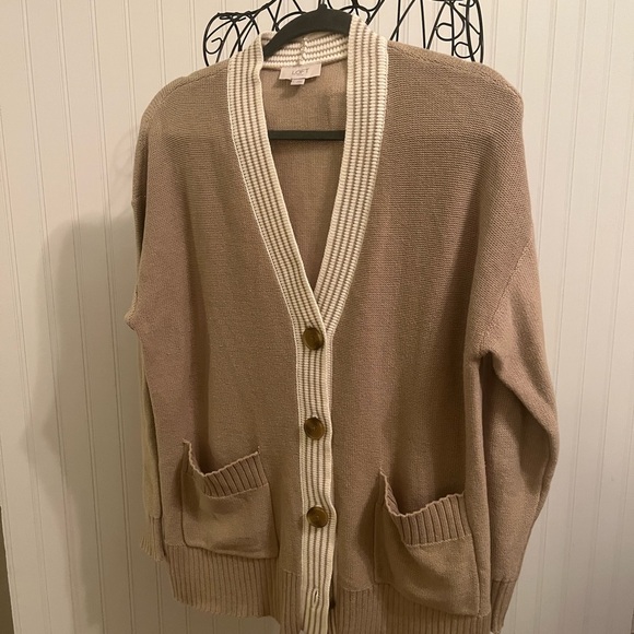 LOFT Tan/Cream Cardigan - Picture 3 of 4